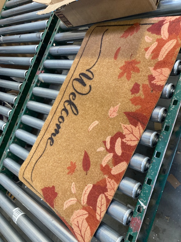 Photo 1 of  Fall Door Mat Autumn Welcome Mat for Front Door Outdoor Entrance Doormat Coir Dirt Trapper with Non Slip Backing, 18x30, Welcome Maple Leaves 