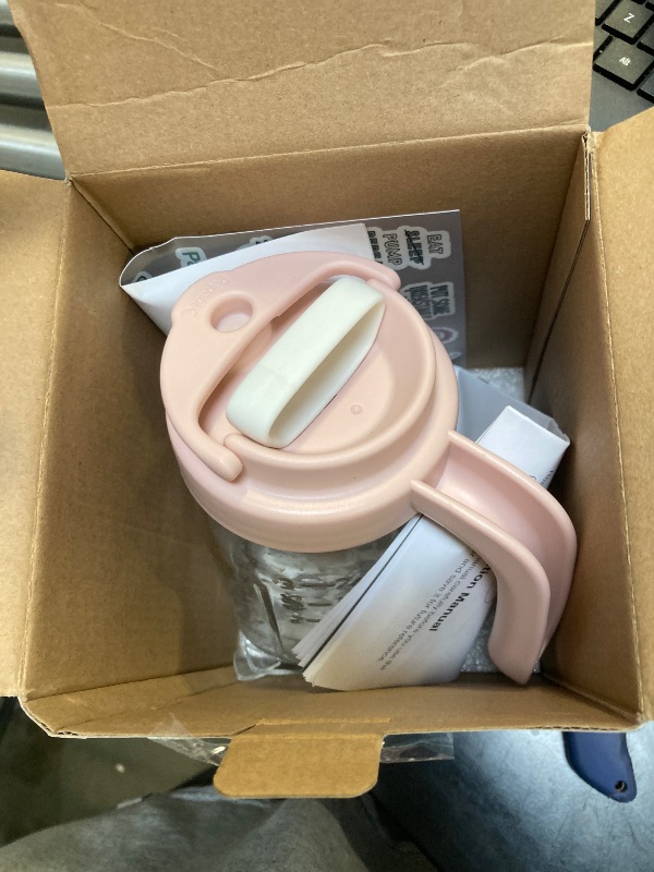 Photo 1 of Papablic Glass Breastmilk Pitcher, Formula Mixing Pitcher with Mixing Handle Lid, Wide Mouth Mason Jar Mixer with Flip Locking Spout, Easy to Clean, BPA Free, Pink