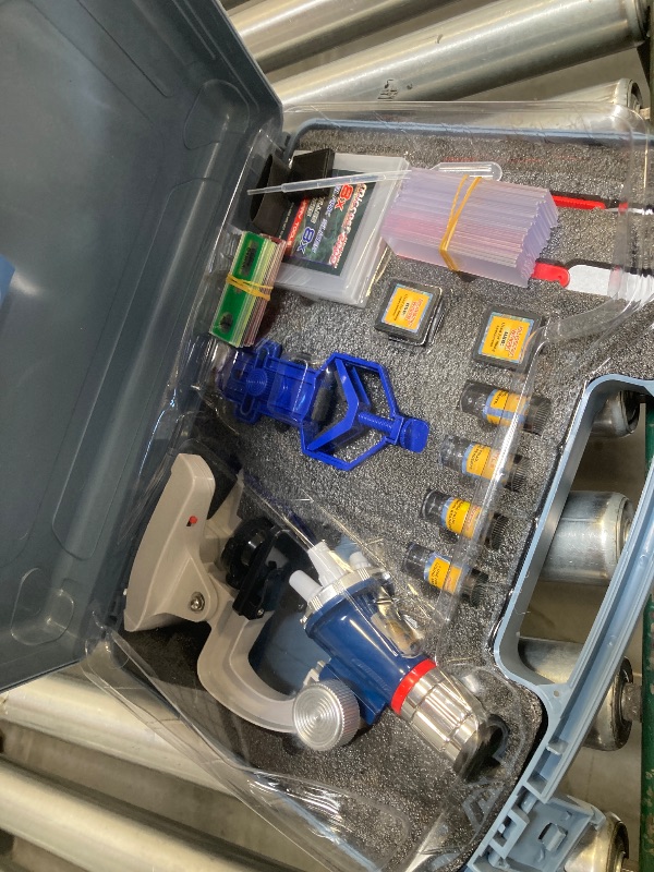 Photo 1 of 58-Piece Kids Microscope Kit - 100X-1200X Magnification, Metal Body, LED Light, Carrying Box - Science Experiment Toy for Kids Ages 5-12