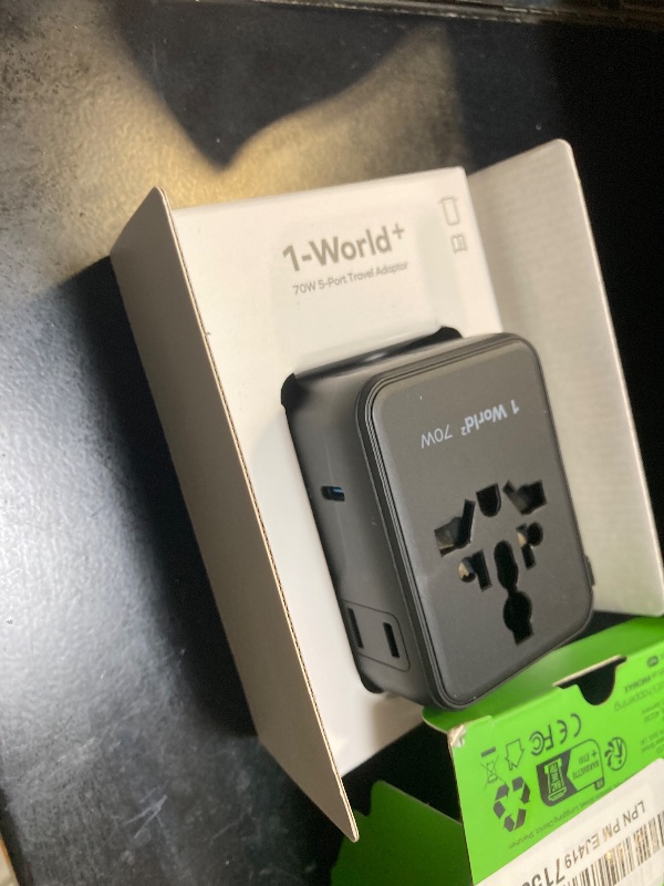 Photo 1 of MOMAX Mini Universal Travel Adapter, GaN 70W International Power Adapter, 2 AC, 3 USB-C PD Fast Charging & 2 USB-A QC, Travel Essentials for All European Travel Plug Adapter UK AUS JP