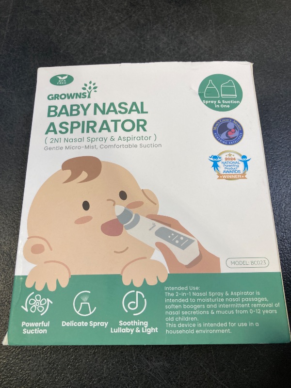 Photo 1 of GROWNSY Nasal Aspirator for Baby, 2-in-1 Electric Nose Spray & Suction, Baby Nose Sucker with Powerful Suction, Music and Light Soothing Function, Pink