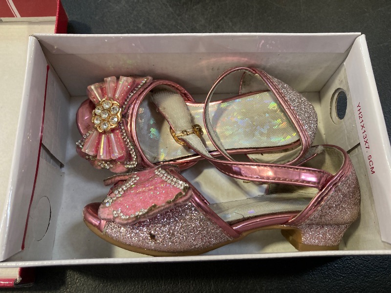 Photo 1 of Osinnme Sandals for Girls Low Heel 2T Pink Toddler Wedding Dress Shoes Size 8 Princess Little Girls Cute (02Pink 8)