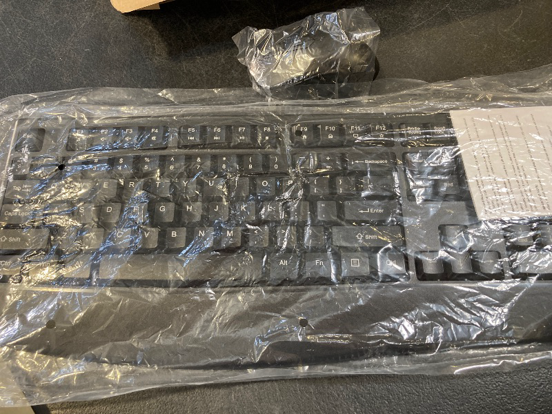 Photo 1 of Wireless Keyboard and Mouse Combo, Full-Sized 2.4GHz Wireless Keyboard with Comfortable Palm Rest and Optical Wireless Mouse for Windows, Mac OS PC/Desktops/Computer/Laptops (Black)