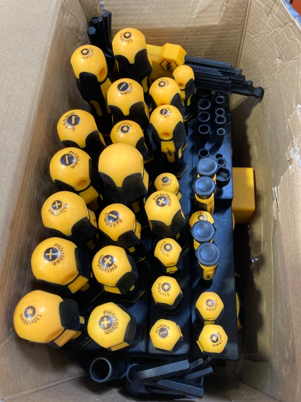 Photo 1 of HORUSDY 140-Piece Magnetic Screwdriver Set with Plastic Racking, Includes SAE & Metric Hex Keys, Precision Screwdriver and Magnetizer Demagnetizer DIY Tools for Men Tools Gift