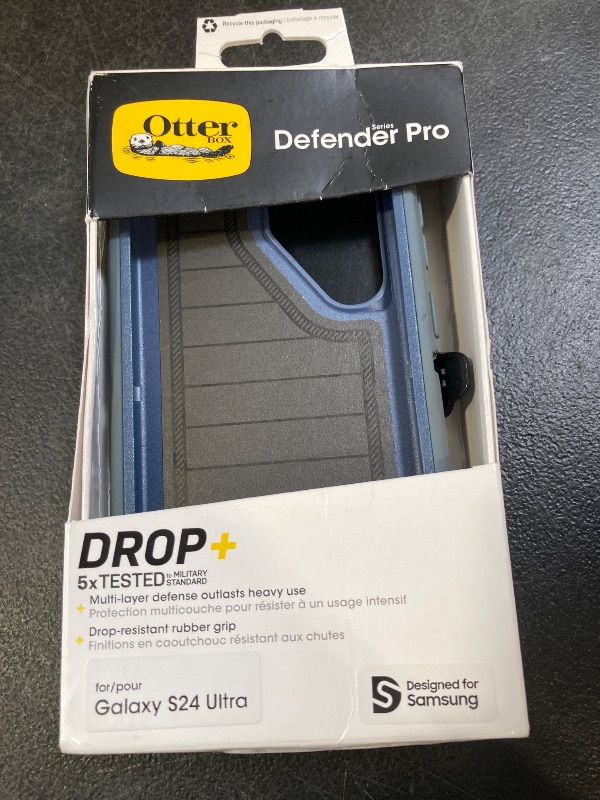 Photo 1 of OtterBox Samsung Galaxy S24 Ultra (Only) - Defender Series Case - Baby Blue Jeans (Blue) - Case Only - Screenless - Rugged & Durable - with Port Protection - Microbial Defense Protection