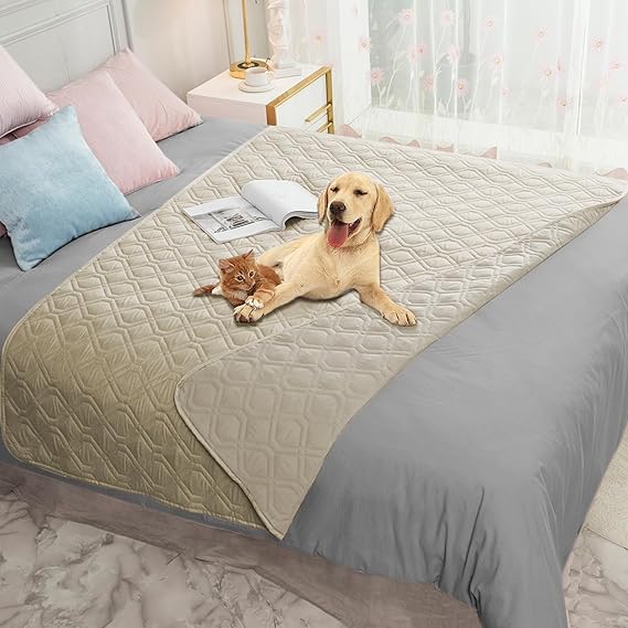 Photo 1 of Ameritex Waterproof Dog Bed Cover Pet Blanket for Furniture Bed Couch Sofa Reversible - Beige 
