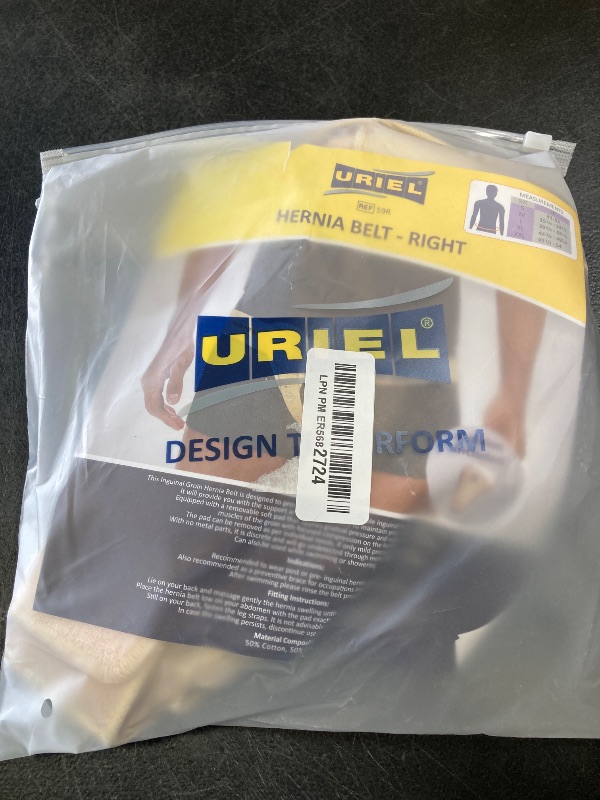 Photo 1 of URIEL Right Side Hernia Belts for Men - Inguinal Hernia Belt for Men, Pre and Post Surgery Truss, Size Large, Cream (39.8-44.5 Inches)