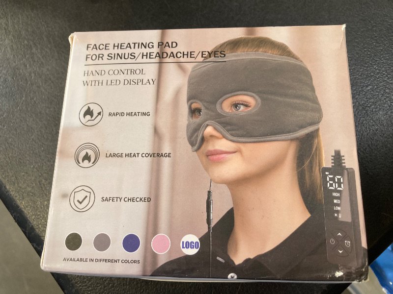 Photo 1 of Moist Heat Sinus Pressure Relief Mask with 3 Heat Settings, Extra Large Face Heating Pad for Eyes, Sinusitis, Hormone Migraine, Tension Headache Relief