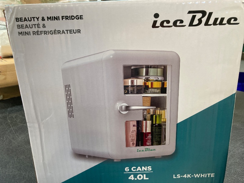 Photo 1 of Skincare Fridge with Viewing Window, 4L/6Can Makeup Mini Fridge for Bedroom, 110V AC/ 12V DC Refrigerator Cooler & Warmer for Car, Office & Dorm, Small Fridge for Cosmetics, Skin Care-WHITE