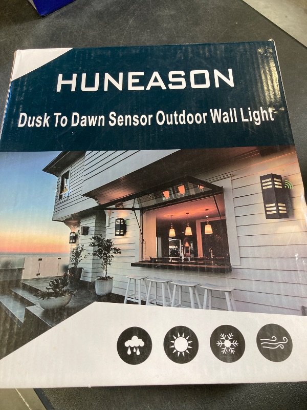 Photo 1 of HUNEASON Outdoor Wall Lights, 2 Pack Dusk to Dawn Porch Light Waterproof, 13" Modern Outside Light Rectangular, Large Up Down Exterior Lighting Fixtures for Patio, Garage, Doorway, Black