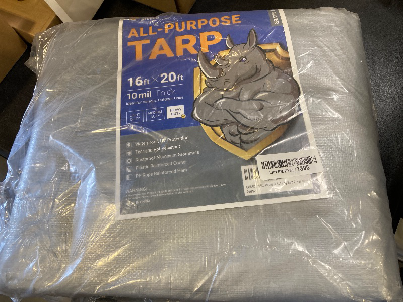 Photo 1 of GUARD SHIELD Heavy Duty Tarp 16x20 Feet Silver Multi Purpose Thick Waterproof Poly Tarp Cover 10mil