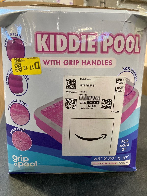 Photo 1 of 2-in-1 Inflatable Kiddie Pool, 65"x39"x10" (5'5") Soft Cushioned Floor, Handles, Drain, Shallow Rectangular Blowup Swimming Pool for Kids Age 2+ Toddler Ball Pit, Small Adult Backyard Tanning Pool