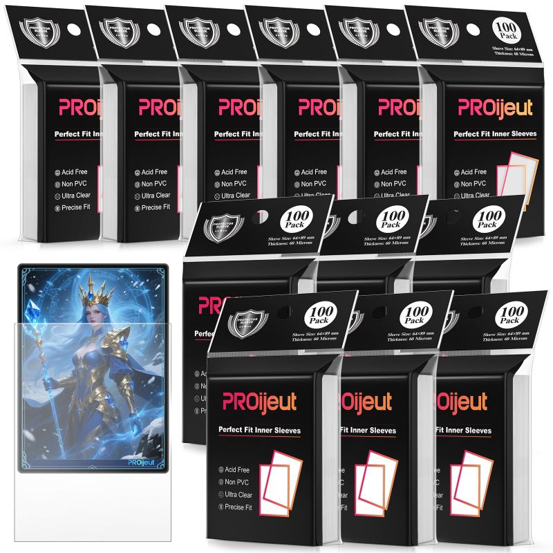 Photo 1 of 1200 Pack Card Sleeves Clear, Perfect Fit Inner Sleeves Ideal for Double-Sleeve, Trading Card Sleeve Compatible with MTG, PKM, TCG and Gaming Cards (60 Microns)