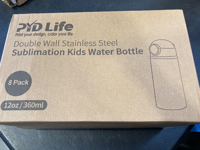 Photo 1 of PYD Life 8 Pack Sublimation Kids Water Bottles Blanks 12 OZ Straight Skinny Kids Tumbler Sippy Up Cup with Pop Mixed Color Lid for Tumbler Heat Press Sublimation Oven Printing