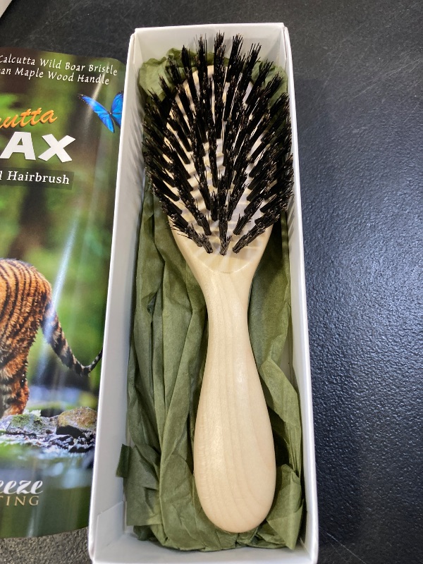 Photo 1 of Calcutta Max – 100% Pure Calcutta Extra Stiff Wild Boar Bristle Hair Brush – Premium Natural Hairbrush for Women with Thick Hair – Light Maple Wood Handle – Made in Europe