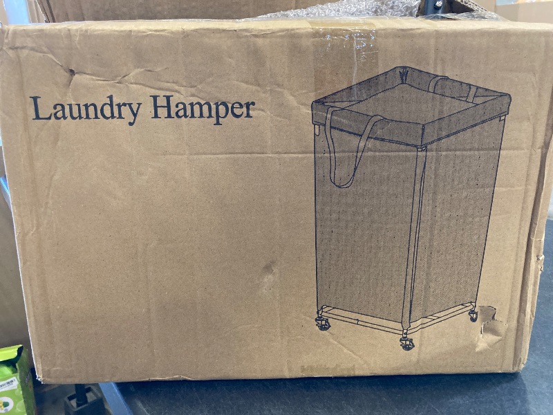 Photo 1 of Laundry Basket with Wheels, Laundry Hamper with Removable Bag and Steel Frame, 160L Rolling Dirty Clothes Basket for Bedroom, Bathroom, Laundry Room (Gray)