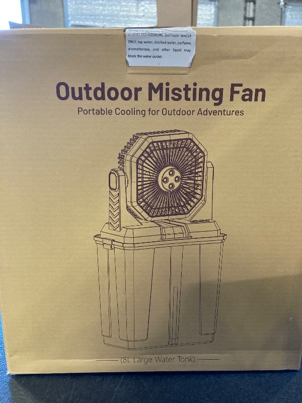 Photo 1 of Coolice Camping Bucket Misting Fan 8L Water Tank, 24000mAh Outdoor Misting Fan with 2 Spray Modes & 3 Speeds, 3-speed LED lights Floor Cooling Fans, Portable Camping Fans for Garden, Patio, Worksite