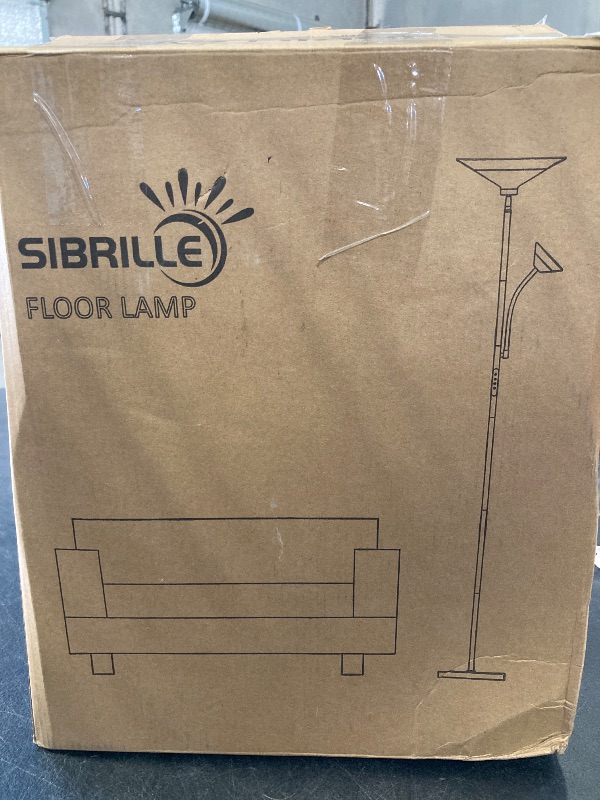 Photo 1 of SIBRILLE Upgraded 2-in-1 Torchiere Floor Lamp, Dimmable Standing Lamp with Remote & Touch Control, 34W Brightness Adjustable Floor Reading Light, Black Modern Corner Lamp for Living Room Bedroom Office
