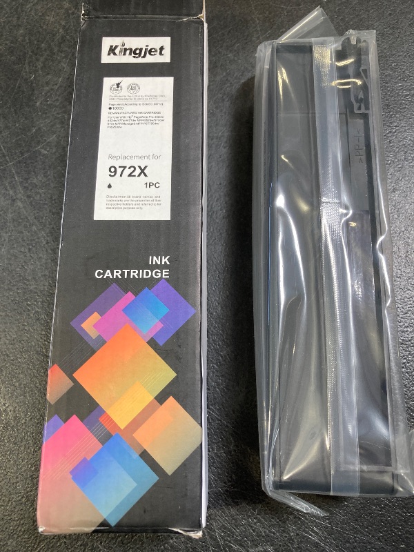 Photo 1 of Kingjet 972X Black Ink Compatible for 972X Ink Cartridges Replacement for HP 972X 972 972A Black Ink Work with PageWide Pro 477dw 577dw 577z 552dw 452dn 452dw 477dn Printer, 1 Pack