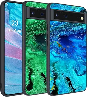 Photo 1 of Google Pixel 6 Case, Slim Fit Marble Pattern Glow in The Dark Luminous Hybrid Hard PC Soft TPU Bumper Shockproof Drop Protective Case for Boys and Men,Google Pixel 6 6.4",Blue Marble