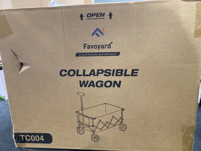 Photo 1 of Favoyard Collapsible Wagon 100L & 330LBS, Heavy Duty Wagon Carts Foldable, Portable Folding Wagons with All - Terrain Wheels& Drink Holders, for Grocery Camping Beach Shopping Garden, Black