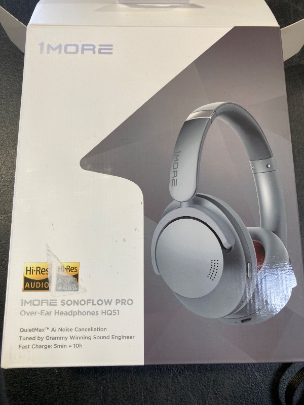 Photo 1 of 1MORE Sono Flow-Pro Noise Cancelling Headphones - HQ51 Over Ear Bluetooth Headphones with LDAC for Hi-Res Wireless Audio,100H Playtime, Bluetooth 5.4, Quiet Max ANC, Comfortable Fit (Silver)