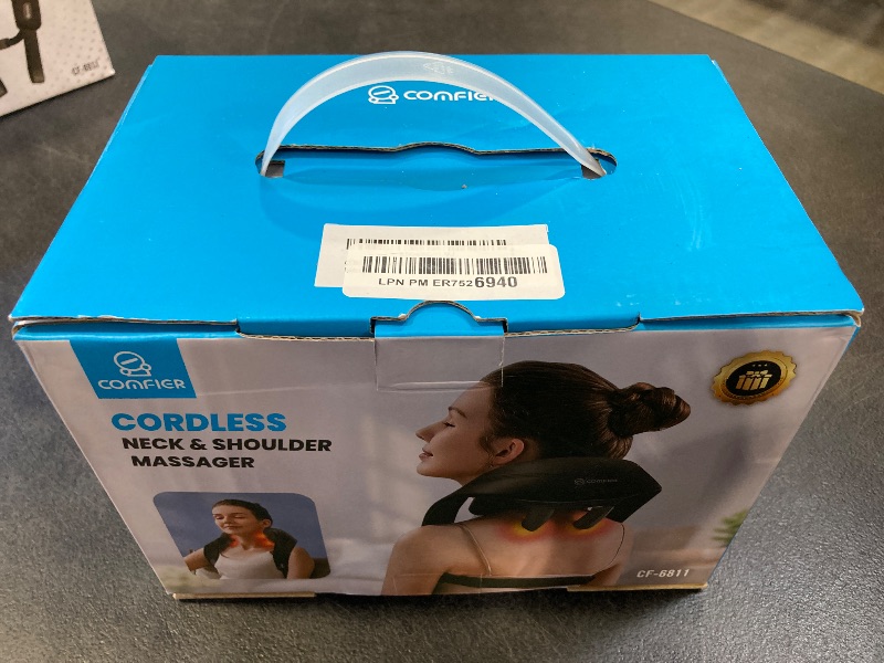 Photo 1 of COMFIER Cordless Neck Massager with Heat, 4D Kneading Neck and Shoulder Massager Deep Tissue, Shiatsu Neck Back Massager Pillow, 2 Heating Levels, Gifts for Mom Dad