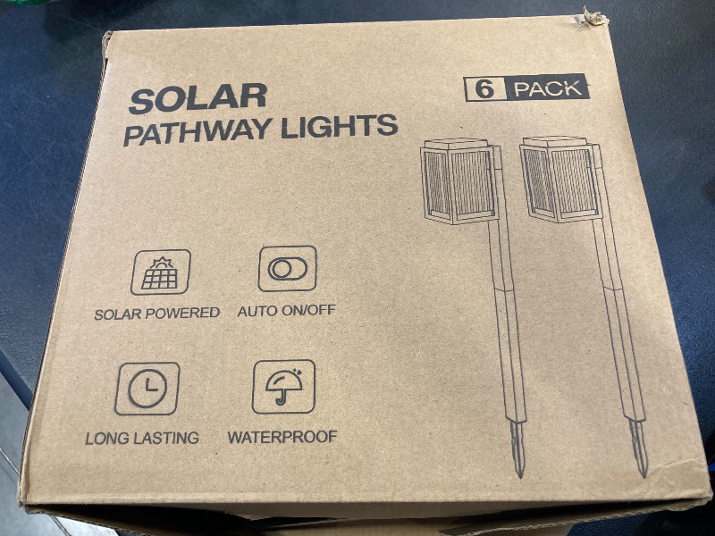 Photo 1 of Solar Lights Outdoor Pathway 6 Pack, Solar Pathway Lights Outdoor 24" Tall Bright Auto On/Off Waterproof Garden Landscape Lighting for Path, Yard, Walkway, Driveway, Outside Décor Father's Day
