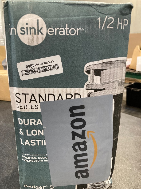Photo 1 of InSinkErator Badger 5 Garbage Disposal, Standard Series 1/2 HP Continuous Feed Food Waste Disposer, Black, Set of 1