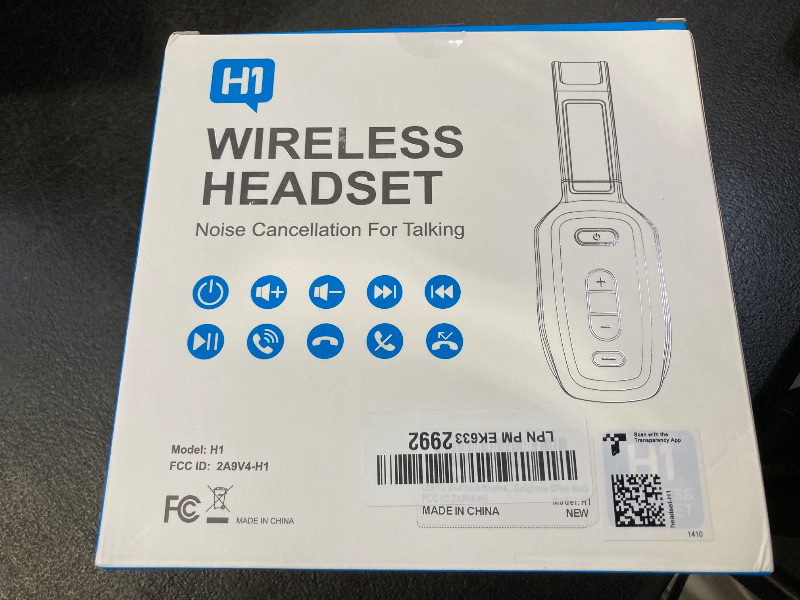 Photo 1 of LEAYU Bluetooth Headset, 60hrs Noise Canceling V5.2 Over Head Headphones, Single Ear Trucker Wireless Headset with Mic, Mute Button, Multipoint, for Phones PC Computer Truck Driver Office Work - Black