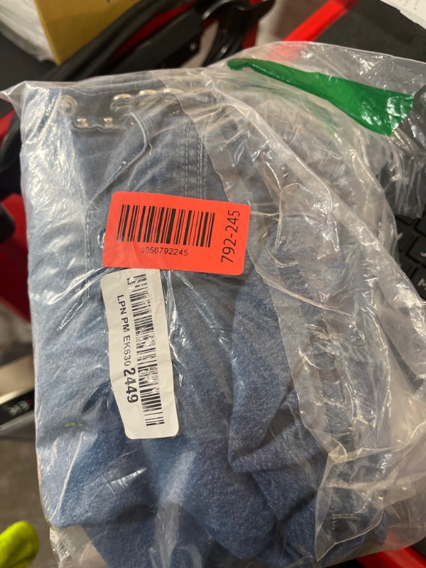 Photo 1 of AvaCostume Women's Long Sleeve Double Pocket Slim-fit Jean Denim Shirt, US L & Tag XL, DarkBlue