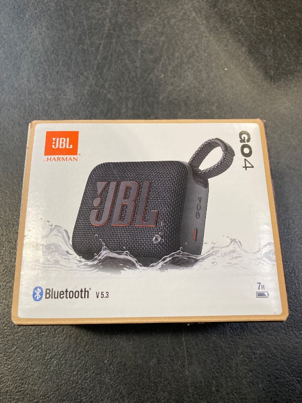 Photo 1 of JBL Go 4 - Ultra-Portable, Waterproof and Dustproof Bluetooth Speaker, Big Pro Sound with Punchy bass, 7-Hour Built-in Battery, Made in Part with Recycled Materials (Black)