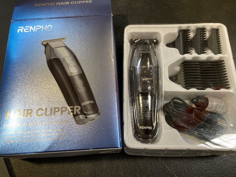 Photo 1 of RENPHO Cordless Hair Clippers for Men, Beard Trimmer with LED Display, 4-Speed Hair Trimmer for Men, 0.15mm Professional Barber Clippers, Hair Cutting Kit, 100-240V for Global Travel