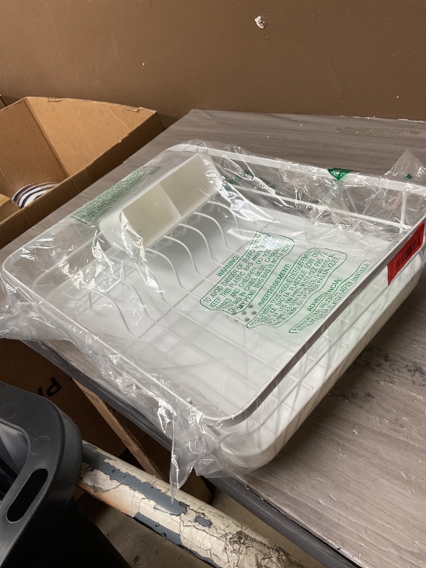 Photo 1 of Kitsure Dish Drying Rack for Kitchen Counter, Stainless Steel Sink Organization and Storage Essentials with Cutlery Holder, Home and Appartment Decor, 12''W x 15.5''L, White