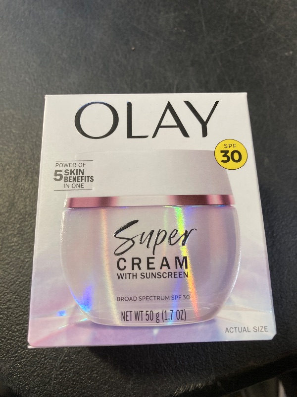 Photo 1 of Olay Super Cream with Sunscreen SPF 30, Lightweight Face Moisturizer with Sun Protection, 5-in-1 Skin Care Benefits - Hydrating, Brightening, Firming - Niacinamide, Vitamin C, Collagen Peptide, 1.7 oz