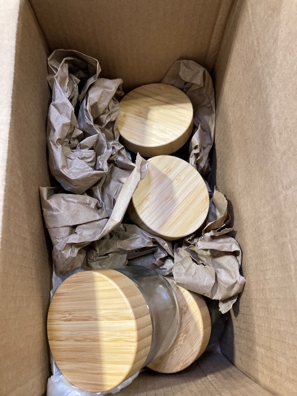 Photo 1 of 4-pack 8oz Glass jars with Airtight Lids, Overnight Oats Containers with Bamboo Lids, Wide mouth Mason Salad jars, Glass Food Storage Containers for Snacks Yogurt Spice Sugar
