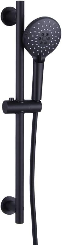 Photo 1 of Shower Slide Bar with three Function Massaging Hand Shower Head Adjustable SUS 304 Stainless Steel Black D500011B
