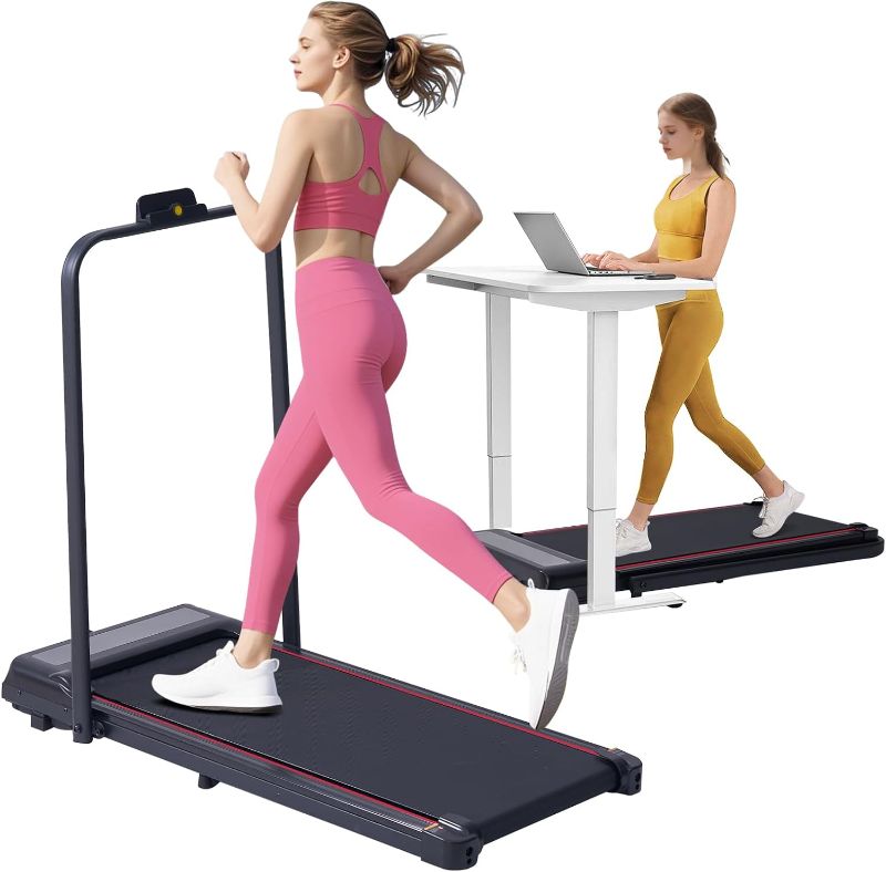 Photo 1 of Walking Pad with Handle Bar, 3.0HP Walking Pad Treadmill with Handles, 3 in 1 Portable Under Desk Treadmills for Home Small Space, Foldable Folding Home Treadmill with Remote Control, 300LBS Capacity

