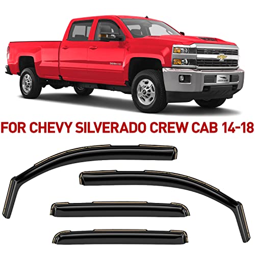 Photo 1 of Voron Glass in-Channel Extra Durable Rain Guards for Trucks Chevrolet (Chevy) Silverado/GMC Sierra 2014-2018 Crew Cab Window Deflectors Vent Window
