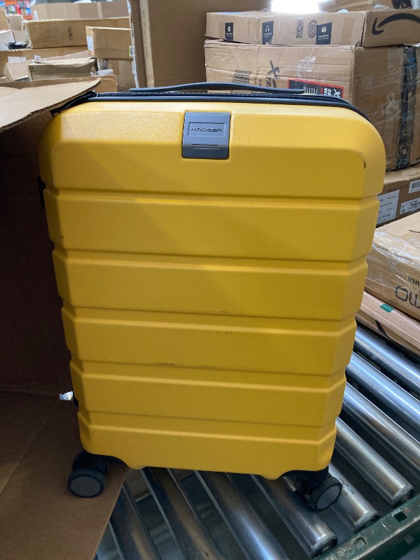 Photo 1 of KROSER Hardside Expandable Carry On Luggage with Spinner Wheels & Built-in TSA Lock, Durable Suitcase Rolling Luggage with USB Port, Carry-On 20-Inch Yellow
