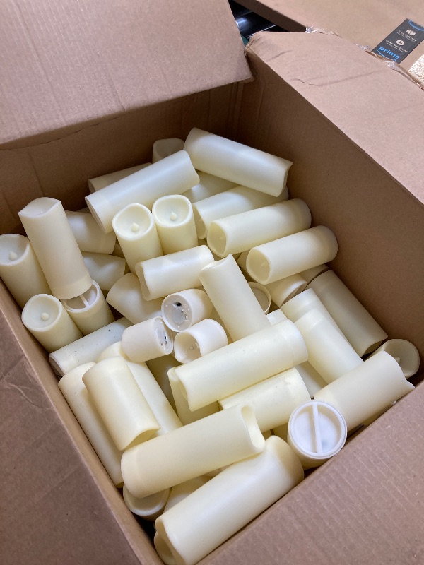 Photo 1 of Waterproof Outdoor Battery Operated Flameless Pillar Candles with Timer White Plastic Realistic Flickering Electric LED Lights for Lantern Garden Wedding Christmas Decorations 