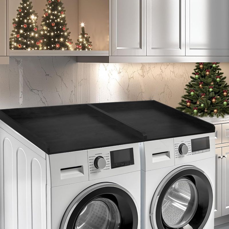 Photo 1 of Washer Dryer Countertop, Wooden Laundry Countertop Set of 2 Dryer Storage Shelf for Laundry Room Organization (27.5" x 54") (Black)
