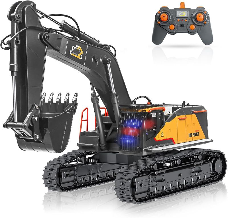 Photo 1 of 22 Channel Remote Control Excavator, 1/14 Scale RC Excavator Metal Shovel Independent Arms, Professional Construction Vehicles with Lights Sounds, Best Gift for 8+ Years Old Boys Adults
