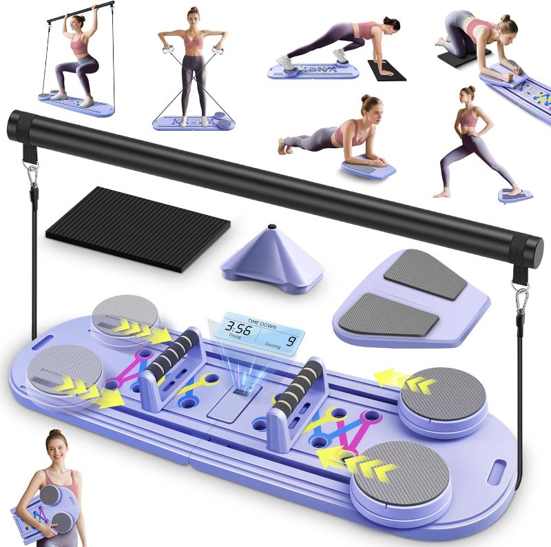 Photo 1 of Pilates Board, Pilates Portable Reformer Machine 2025 for Home Workout, 7 in 1 Multifunctional Abdominal Board, Foldable Abs Trainer Machine, Pilates Core Workout Equipment for Women
