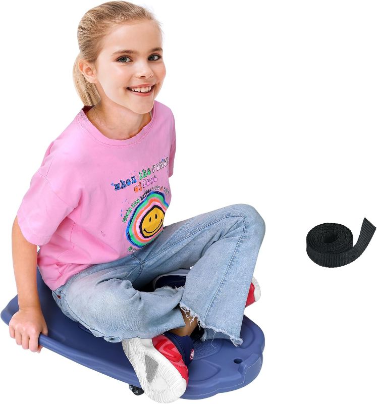 Photo 1 of Large Scooter Board for Kids, Plastic Floor Scooter Board with Handles and Buckle, Gym Scooters for Indoor Outdoor Sports,Sensory Training
