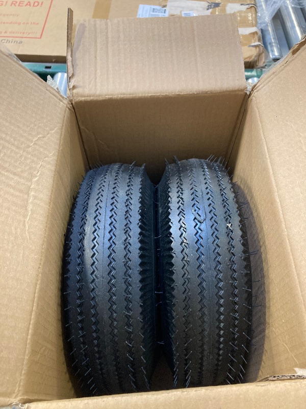 Photo 1 of 4.10/3.50-4 Explorer Series Rubber Tire and Wheel, with 2.25" Offset Hub, 5/8" Sealed Bearings, for Hand Truck Trolley Dolly Garden Wagon Wheel Replacement
