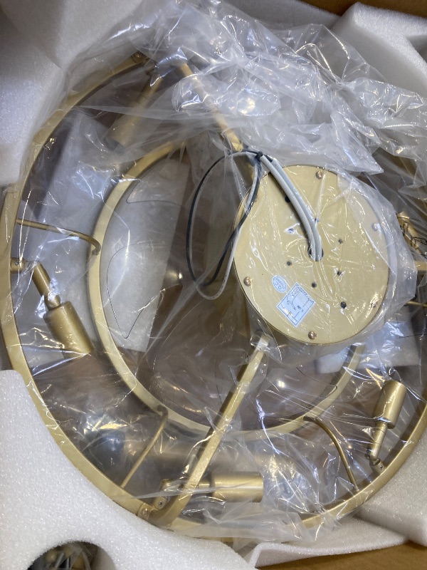 Photo 1 of 20 Inch Fandelier Caged Ceiling Fan with Light, Chandelier Bladeless Ceiling Fans with Lights and Remote, Modern Small Ceiling Fan with Light for Living Room, Bedroom, Flower Gold
