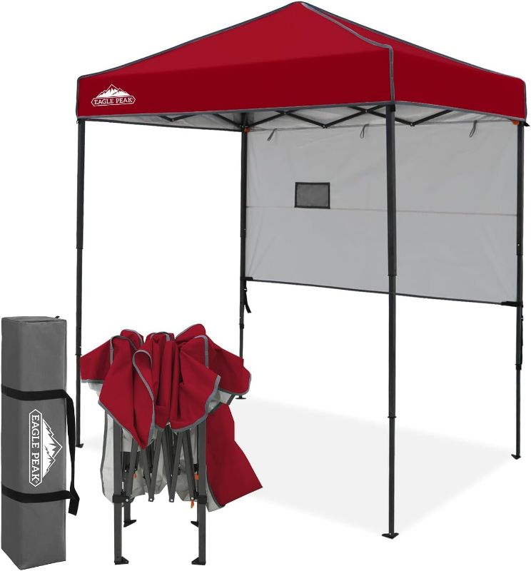 Photo 1 of EAGLE PEAK Instant Pop Up Canopy with Adjustable Sun Wall 6x4, Straight Lightweight Compact Portable Tent with Carry Bag, Burgundy
