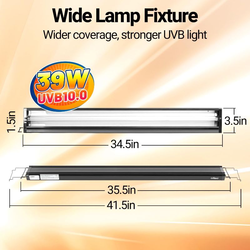 Photo 1 of Oiibo T5 HO Reptile Light Fixture UVB Lighting Combo Kit, Terrarium Lamp Hood Light with UVB 10.0 for Bearded Dragon, Gecko, Lizard (39W)
