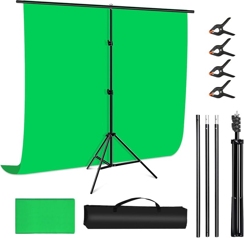 Photo 1 of PULUZ Green Screen Backdrop Kit with Stand, 6.5X6.5ft Portable Green Screen Stand kit, GreenScreen Background with Stand Carrying Bag Clamp for Photoshoot, Photography Video, Live Streaming
